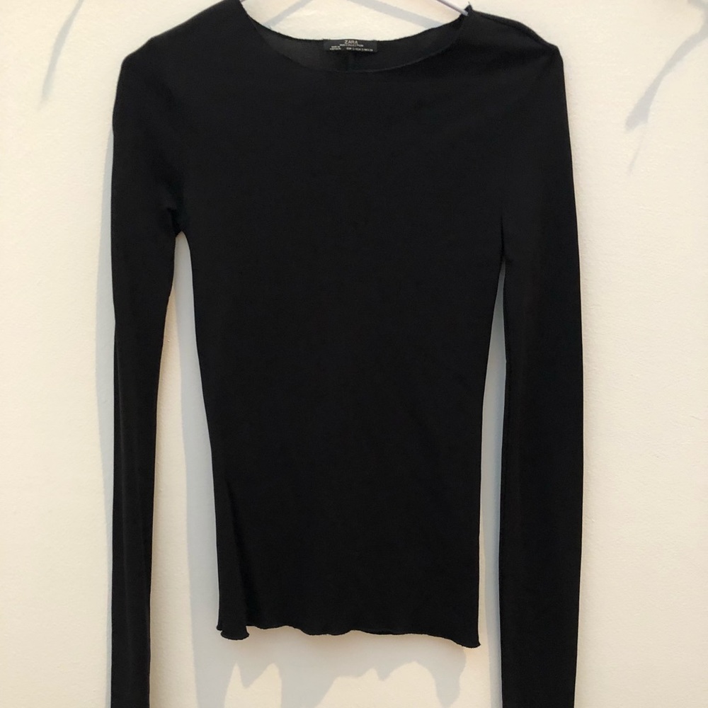 Zara W&B Collection Basic Ivory Long Sleeve Small